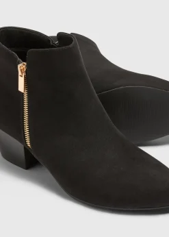 Footwear> Side Zip Heeled Boots Black