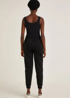 Trousers>Papaya Tapered Drawstring Jogging Bottoms Black