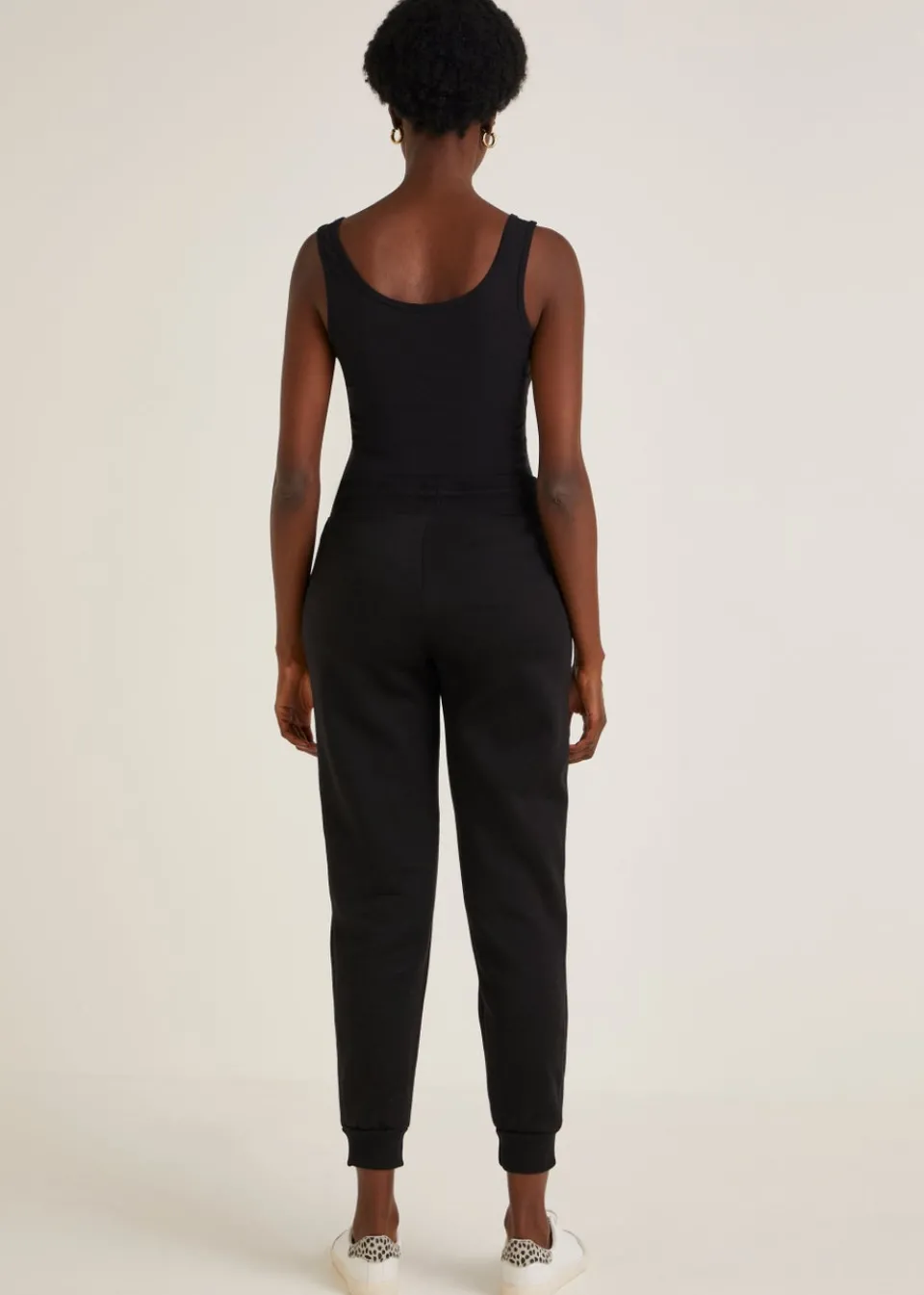 Trousers>Papaya Tapered Drawstring Jogging Bottoms Black