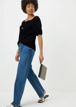 Tops>Papaya Black Textured Gypsy Top