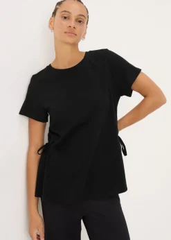 T-Shirts>Papaya Black Tie Side T-Shirt