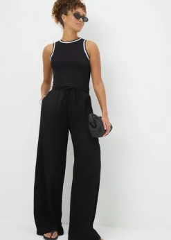 Trousers>Papaya Wide Leg Trousers Black