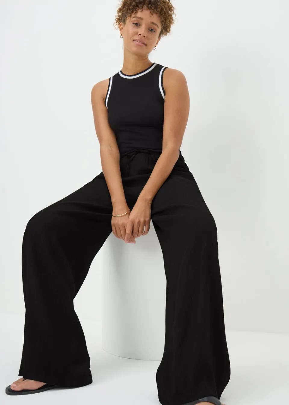 Trousers>Papaya Wide Leg Trousers Black