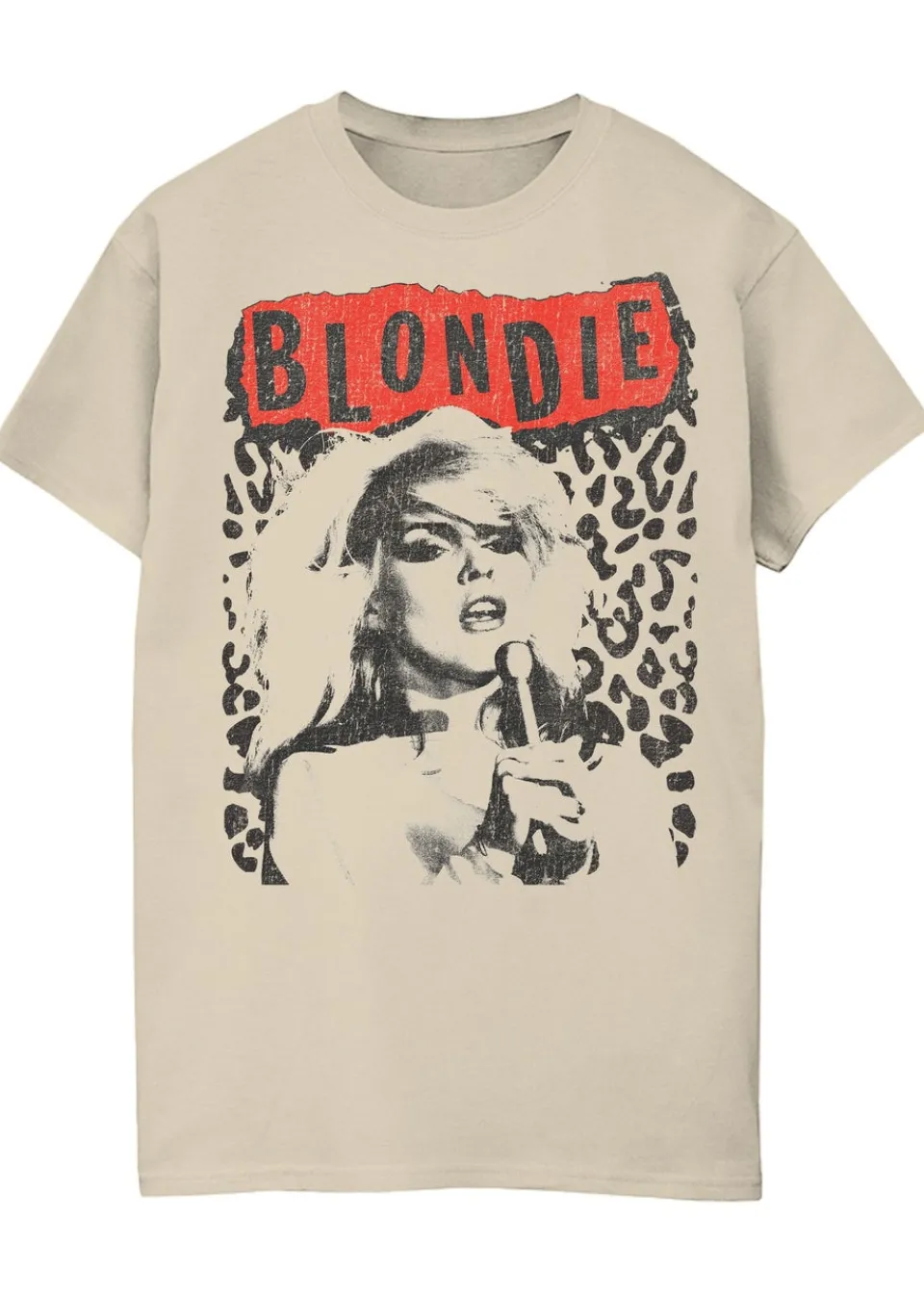 T-Shirts>Blondie Leopard Sand Boyfriend Fit Music T-Shirt