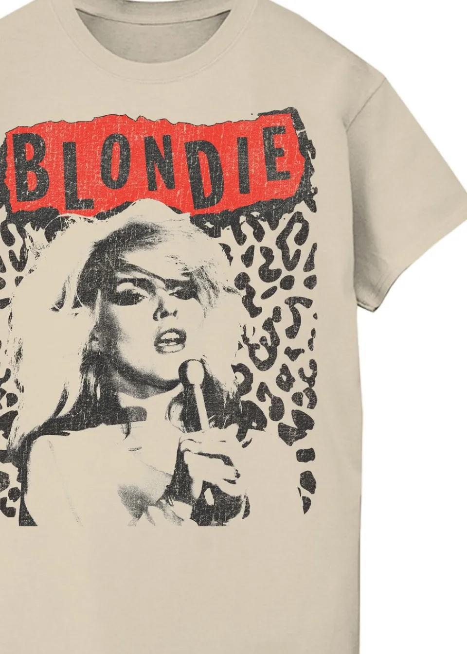 T-Shirts>Blondie Leopard Sand Boyfriend Fit Music T-Shirt