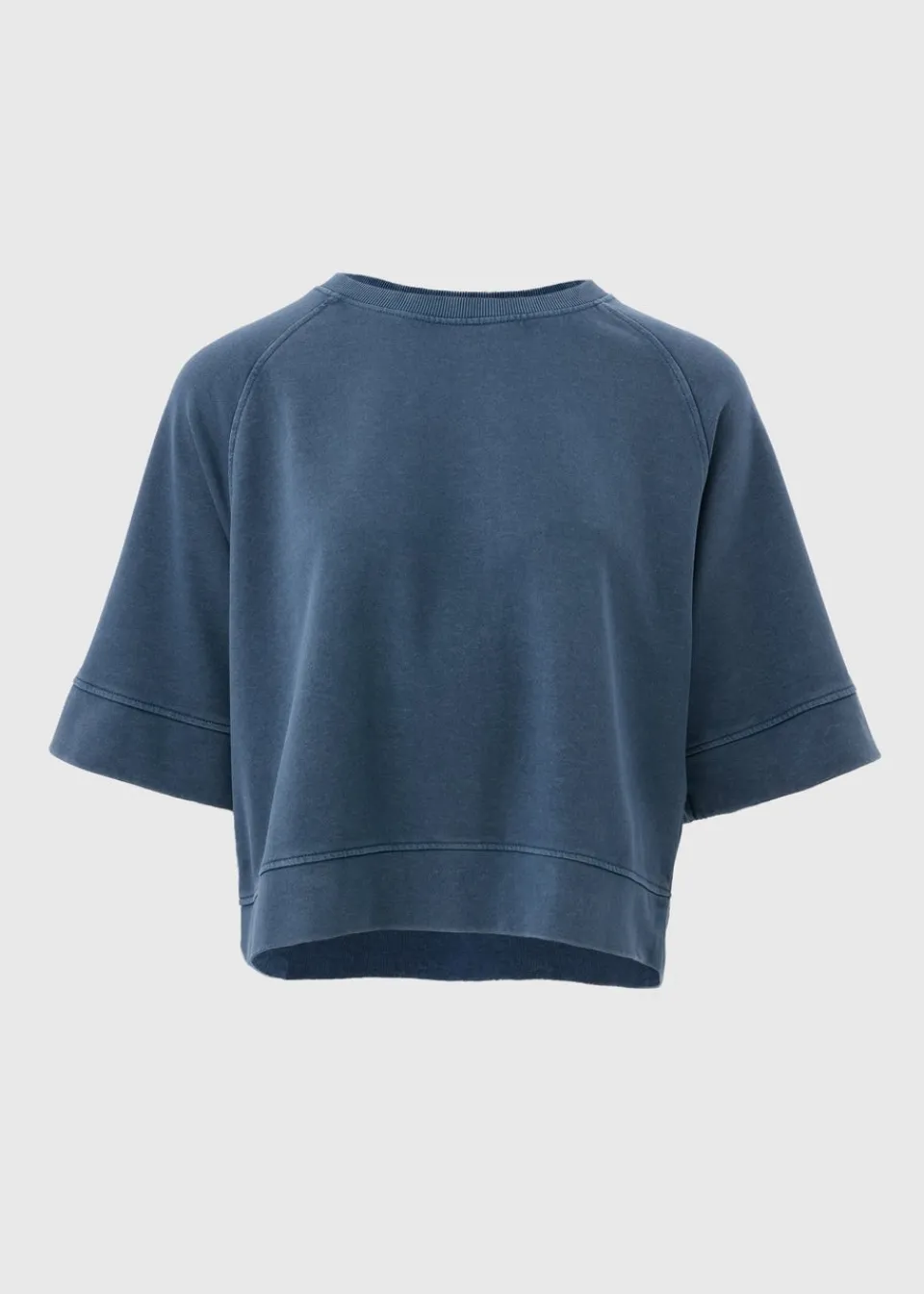 T-Shirts>Papaya Blue Acid Wash Short Sleeve Top