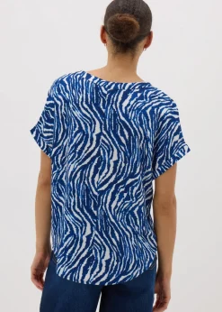 Tops>Papaya Blue Animal Print Pocket Box Top