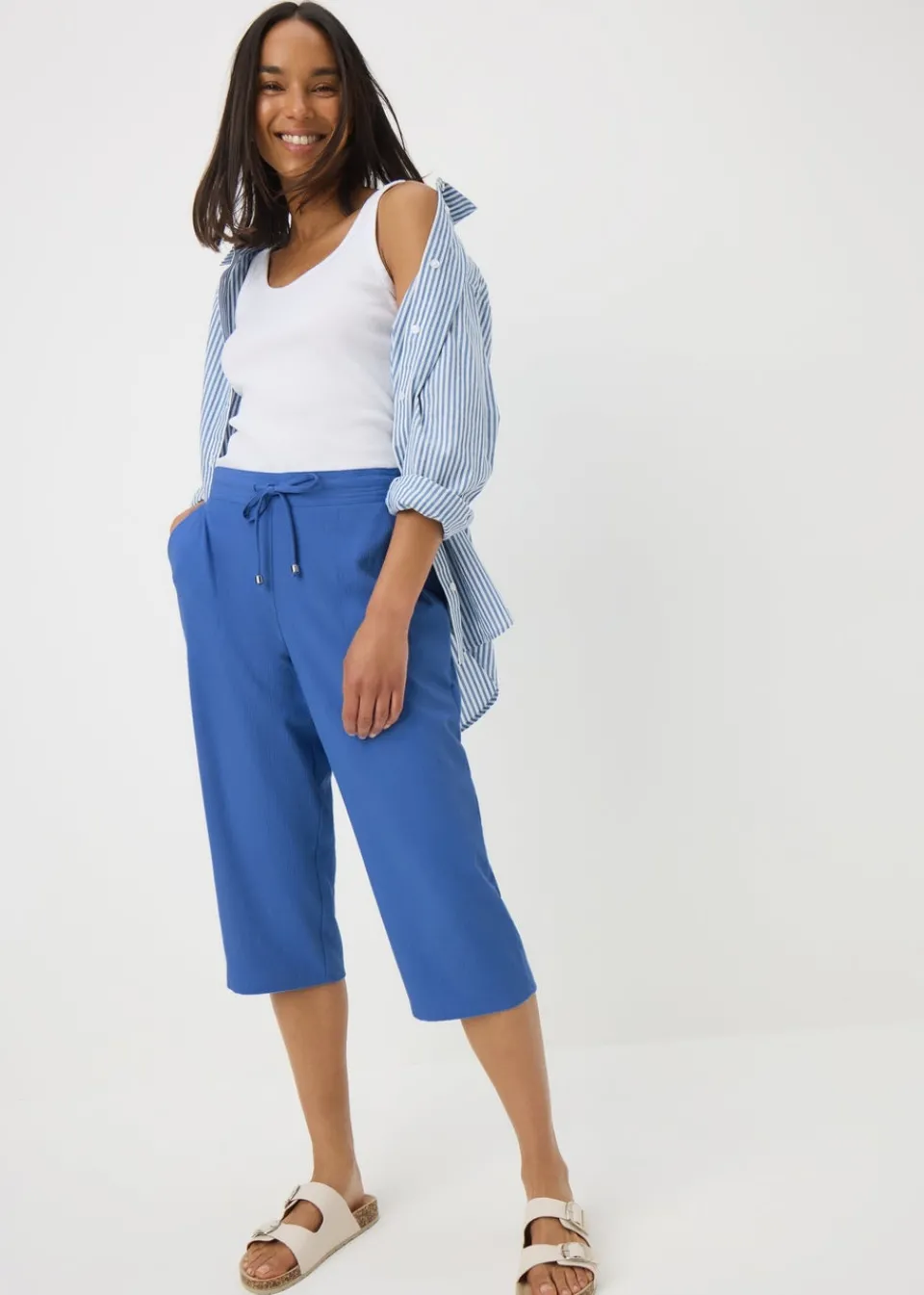 Trousers>Papaya Blue Cropped Trousers