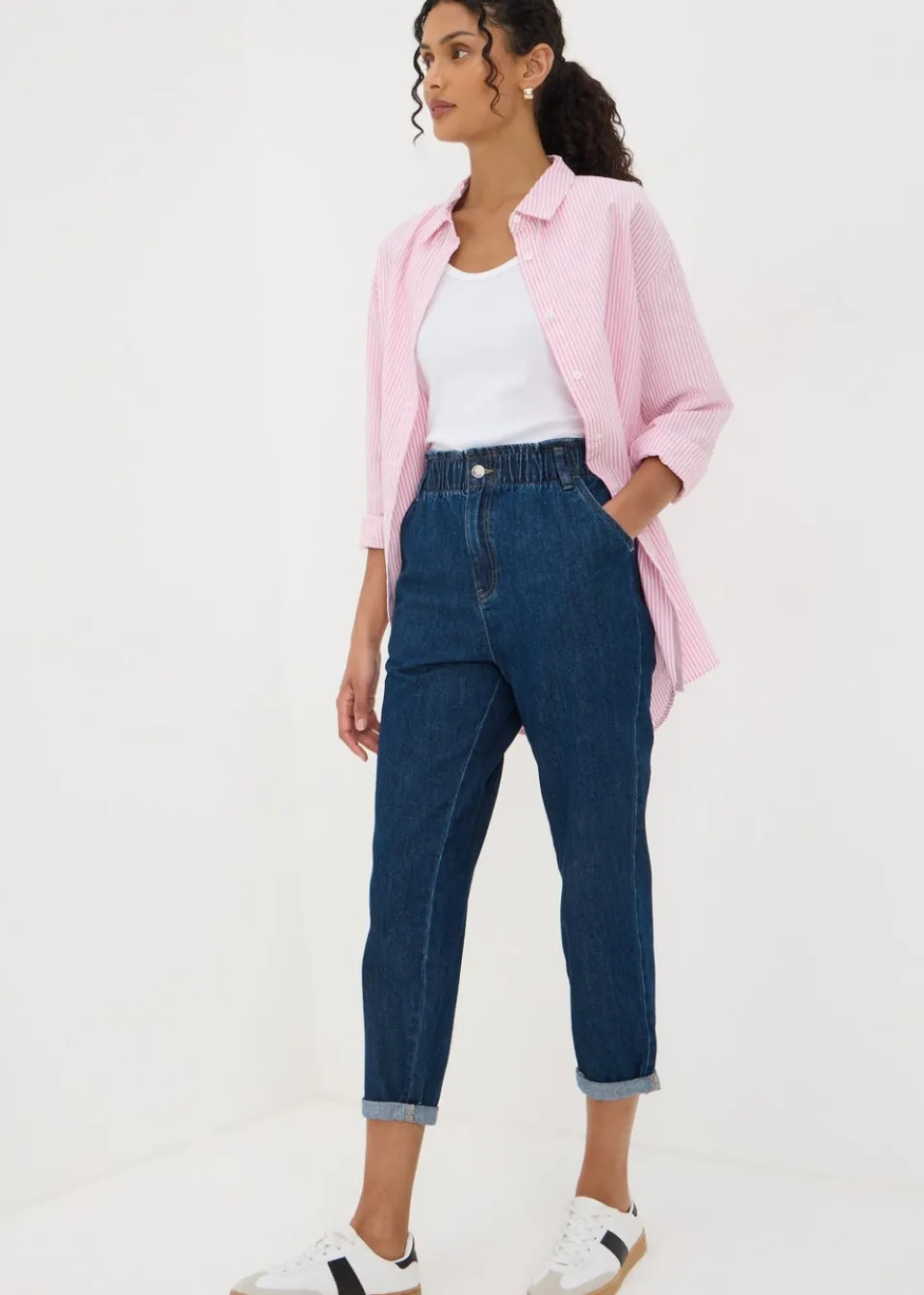 Jeans & Jeggings>Papaya Denim Blue Dark Wash Paperbag Jean DarkWash