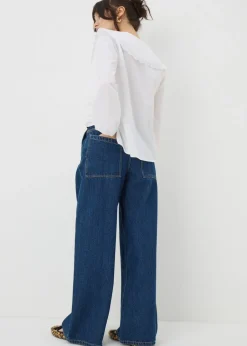 Jeans & Jeggings>Papaya Denim Blue Dark Wash Pleat Wide Leg Jeans DarkWash