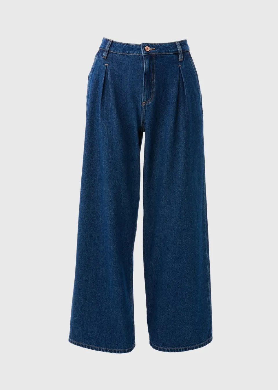 Jeans & Jeggings>Papaya Denim Blue Dark Wash Pleat Wide Leg Jeans DarkWash