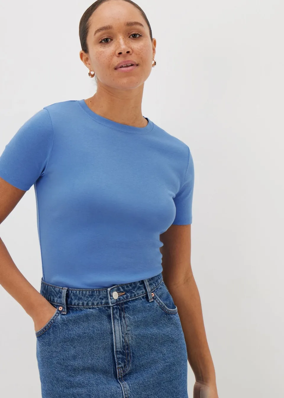 T-Shirts>Papaya Blue Fitted T-Shirt