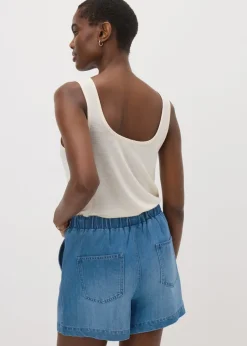 Shorts>Papaya Blue Mid Wash Comfort Fit Denim Shorts