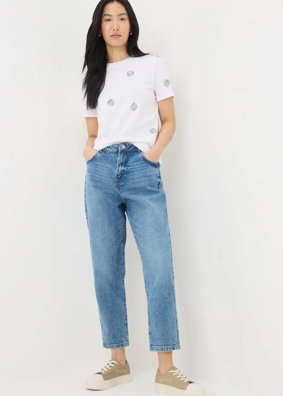 Jeans & Jeggings>Papaya Denim Blue Mid Wash Mom Style Jeans MidWash