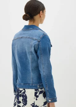 Coats & Jackets>Papaya Denim Blue Mid Wash Stretch Denim Jacket