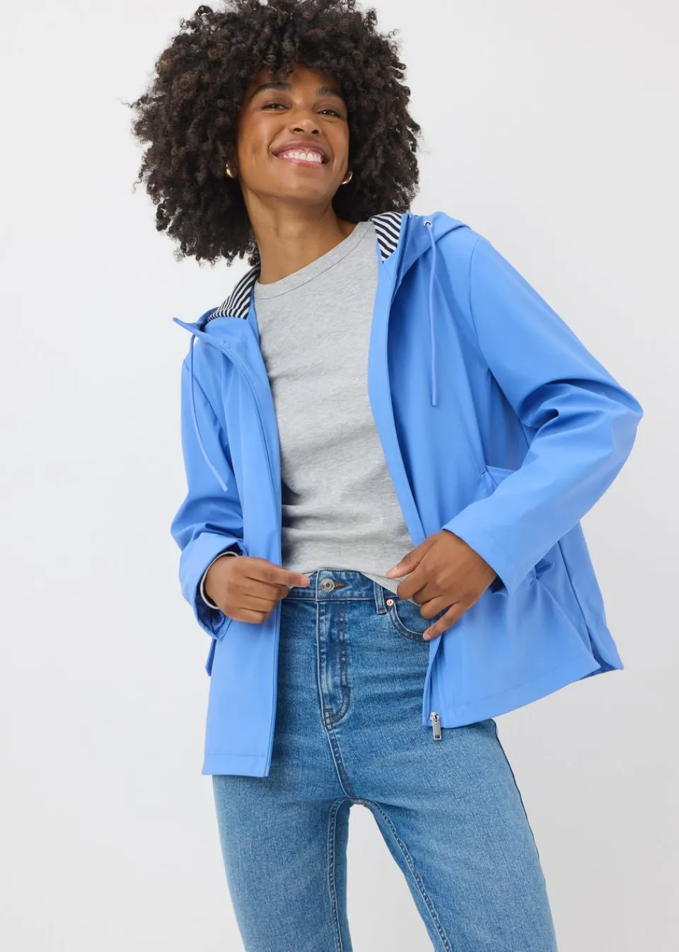 Coats & Jackets>Papaya Short Rubberised Parka Jacket Blue