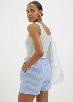 Shorts>Papaya Blue Stripe Tie Waist Boxer Shorts