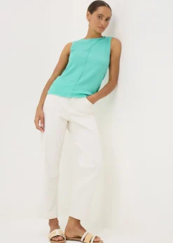 Tops>Papaya Blue Textured Seam Vest Top