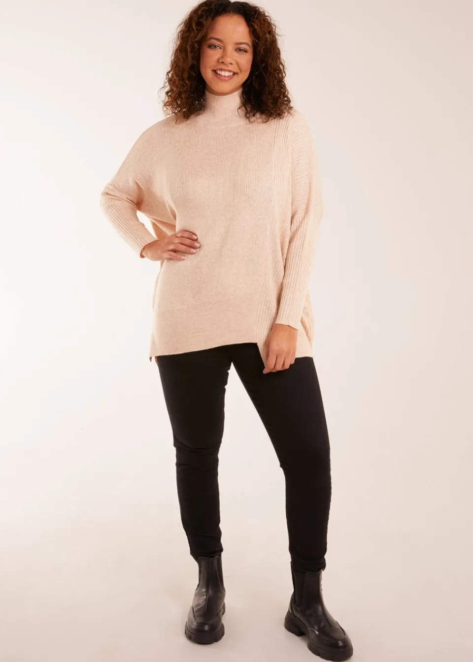 Tops>Blue Vanilla Asymmetric Hem Detail Jumper