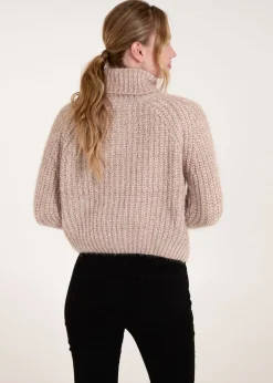 Knitwear>Blue Vanilla Beige Chenille Roll Neck Knit Jumper
