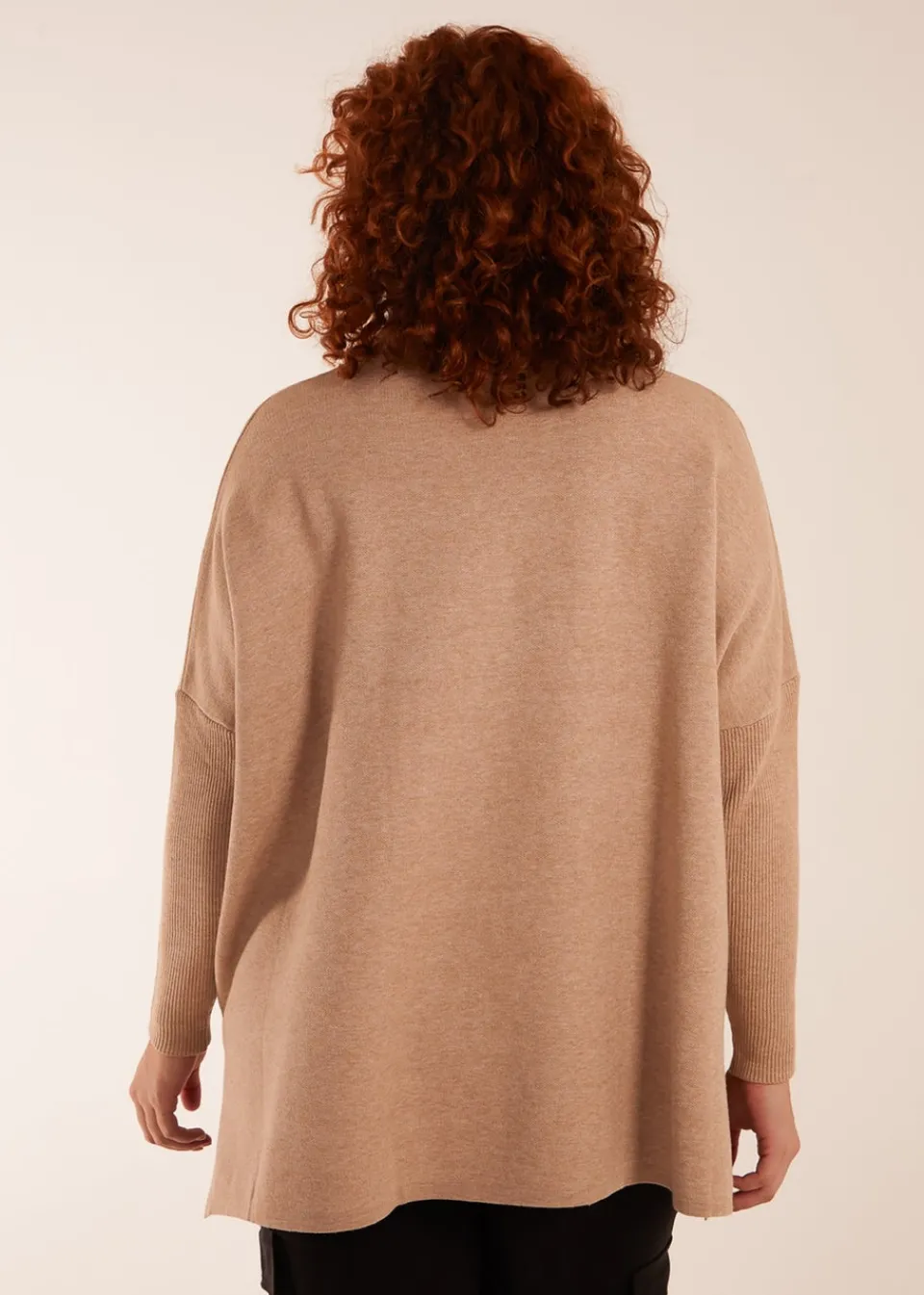 Tops>Blue Vanilla Curve High Neck Boxy Jumper Beige