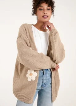 Tops>Blue Vanilla Beige Daisy Large Flower Cardigan