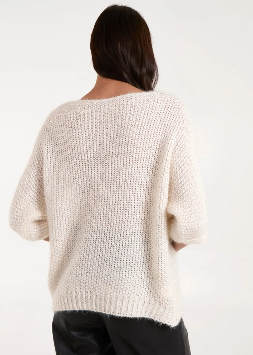 Tops>Blue Vanilla Beige Fluffy Textured Knit Jumper