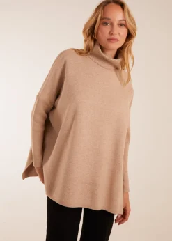 Tops>Blue Vanilla High Neck Boxy Jumper Beige