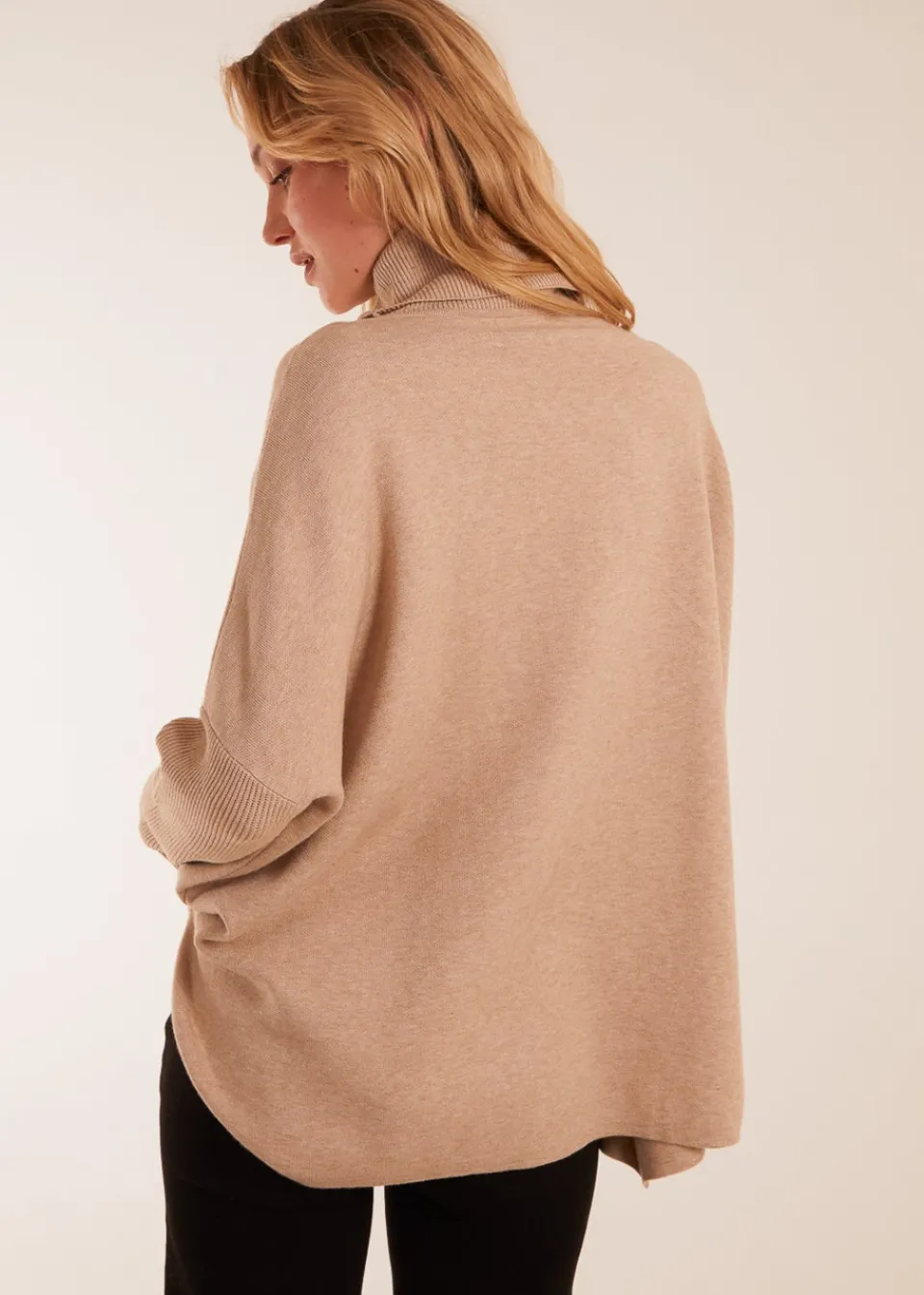Tops>Blue Vanilla High Neck Boxy Jumper Beige