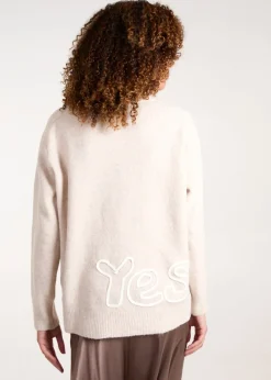 Tops>Blue Vanilla Beige Oui Embroidery Jumper