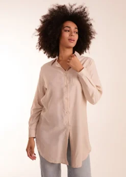 Tops>Blue Vanilla Beige Striped Shirt