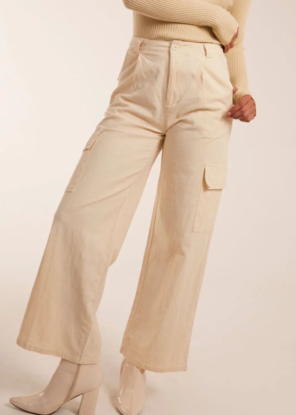 Trousers>Blue Vanilla Beige Trousers With Side Pocket