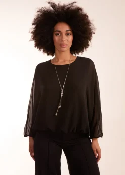 Tops>Blue Vanilla Black Batwing Necklace Top