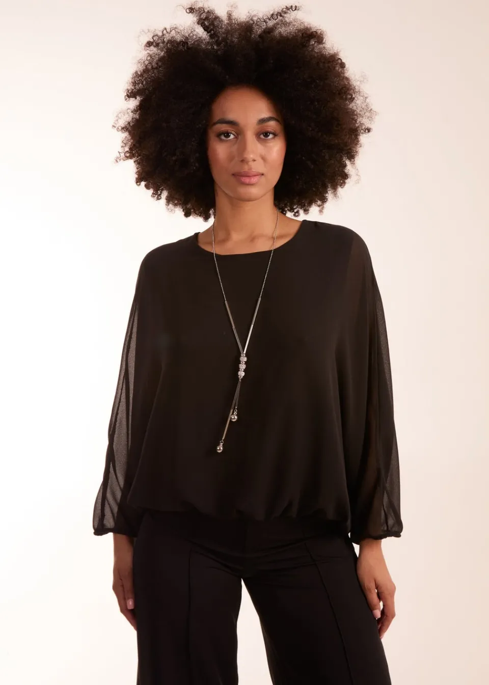 Tops>Blue Vanilla Black Batwing Necklace Top