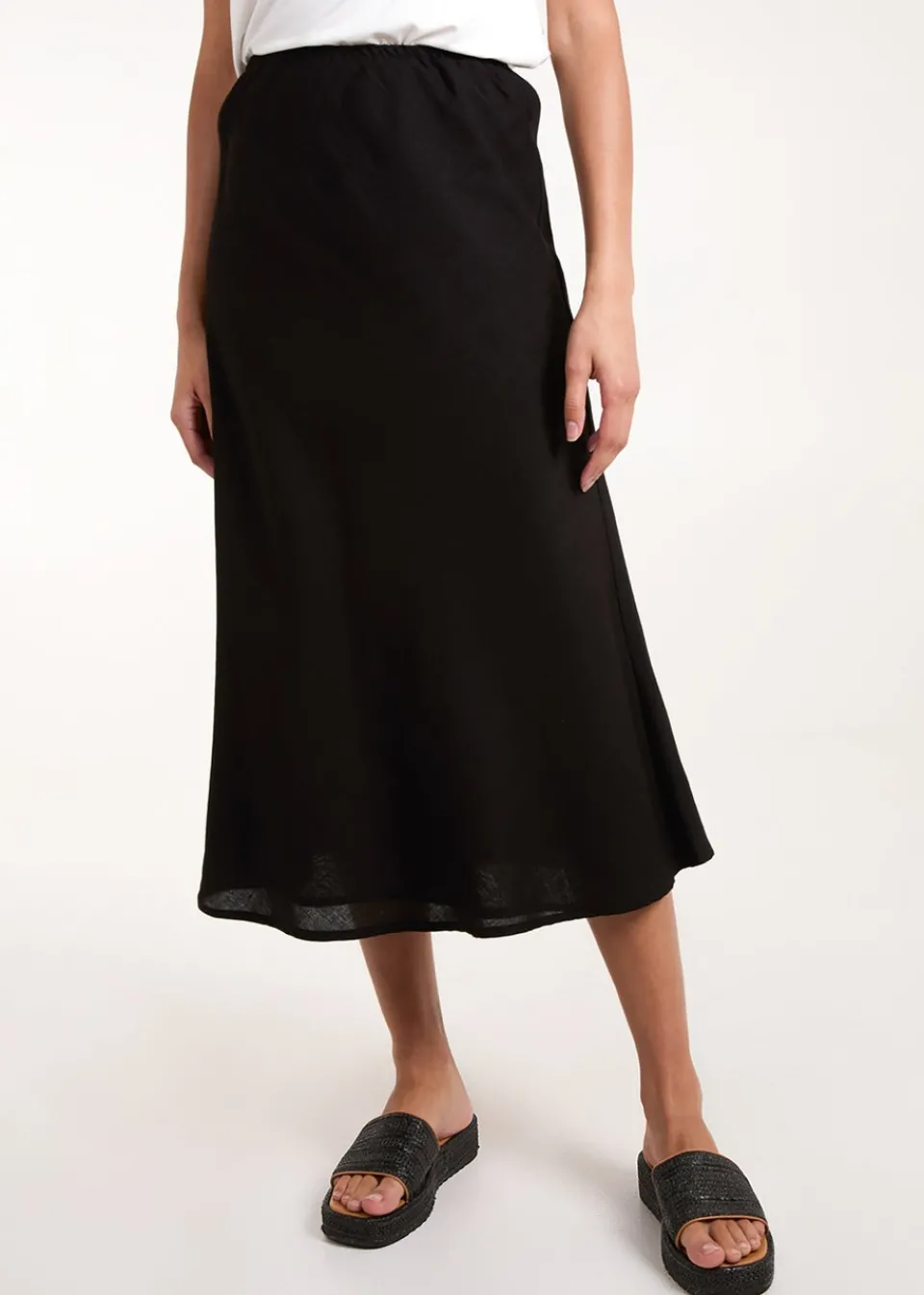 Skirts>Blue Vanilla Black Bias Cut Midi Skirt