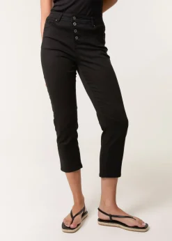 Trousers>Blue Vanilla Black Button Front Capri Trouser
