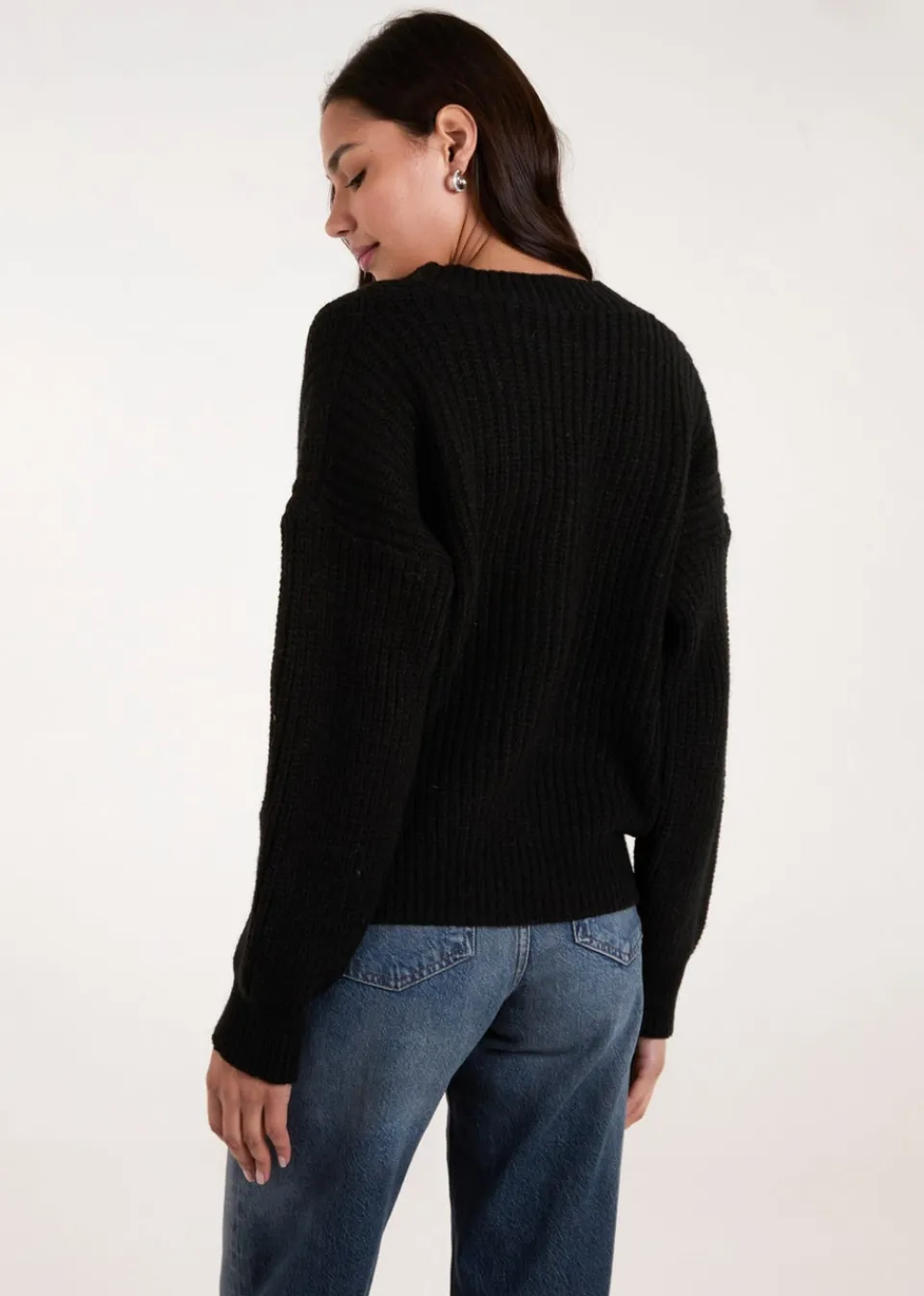 Tops>Blue Vanilla Black Button Front Cardigan