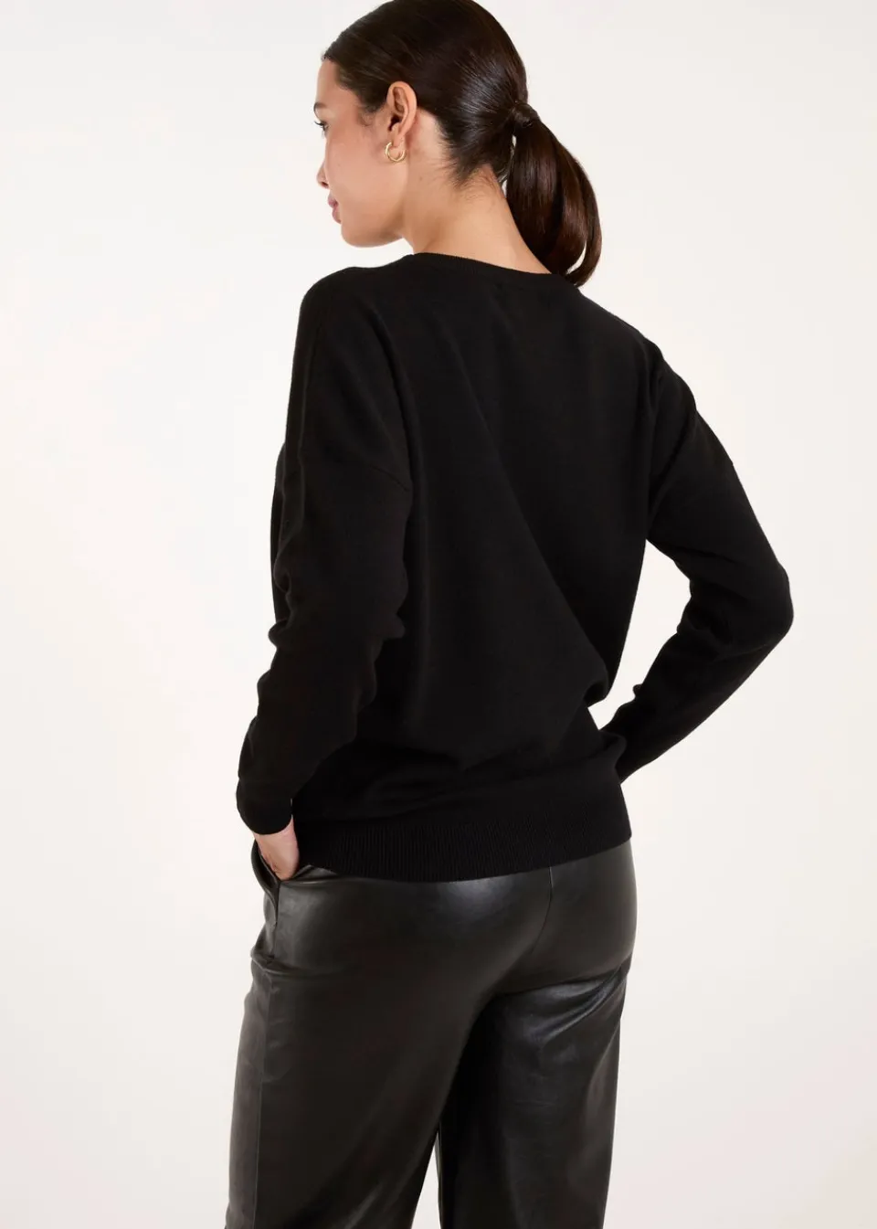 Tops>Blue Vanilla Black Champagne Glass Christmas Jumper