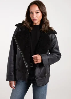 Coats & Jackets>Blue Vanilla Black Classic Aviator Jacket
