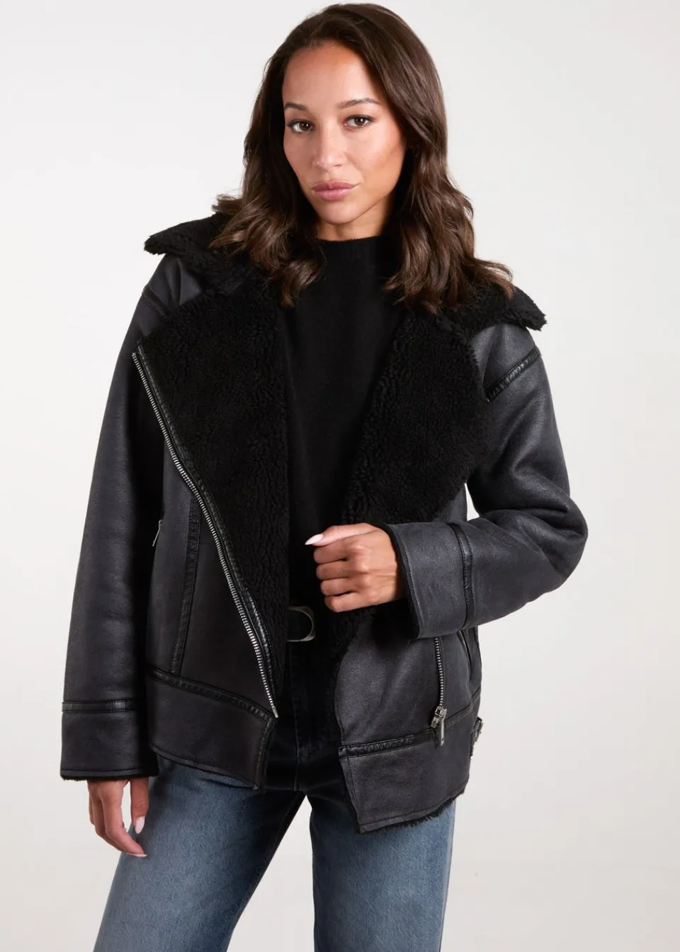 Coats & Jackets>Blue Vanilla Black Classic Aviator Jacket