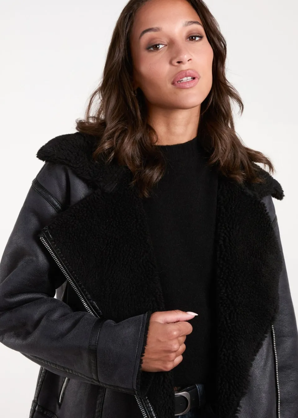 Coats & Jackets>Blue Vanilla Black Classic Aviator Jacket