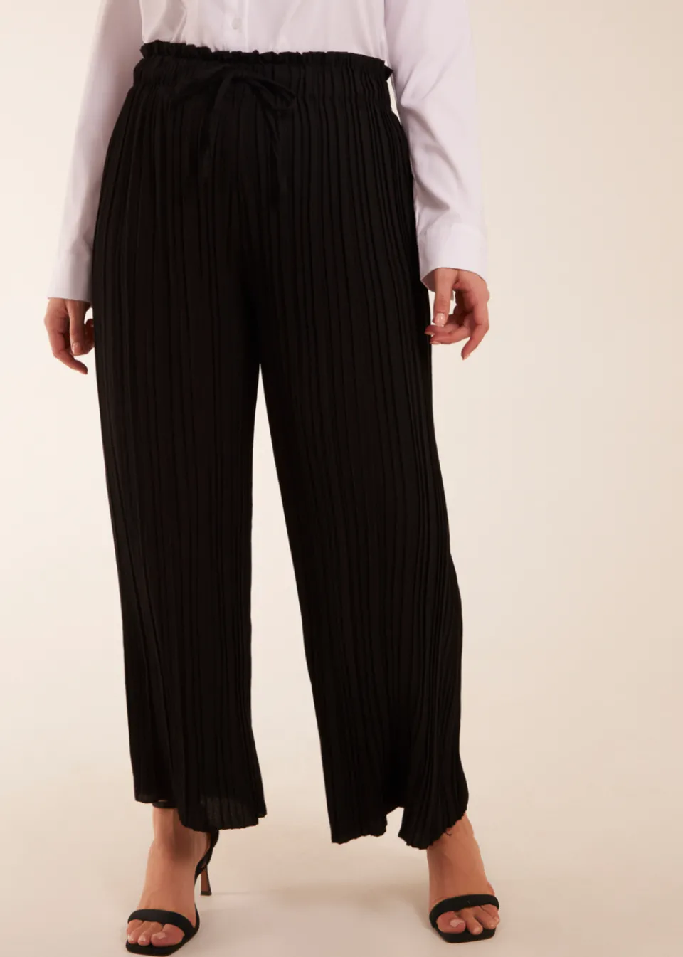 Trousers>Blue Vanilla Black Curve Wide Leg Pleated Trousers