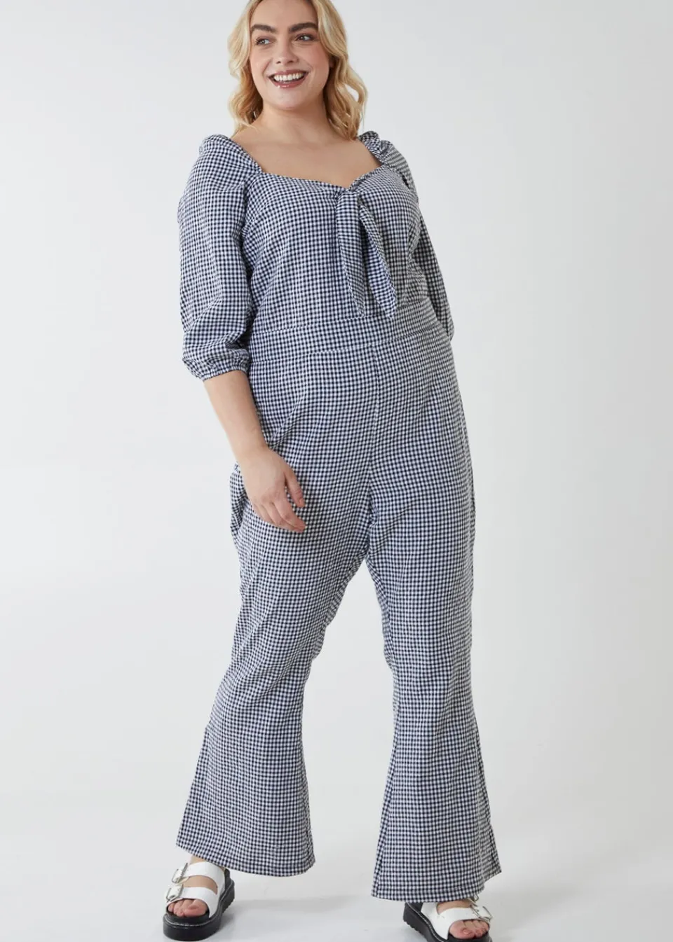 Jumpsuits & Playsuits>Blue Vanilla Black Curve Gingham Jumpsuit