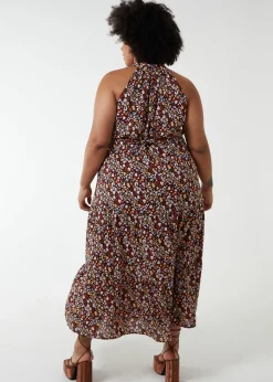 Dresses>Blue Vanilla Black Curve Halter Neck Midi Dress
