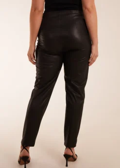 Trousers>Blue Vanilla Black Curve Matte Faux Leather Tailored Trousers