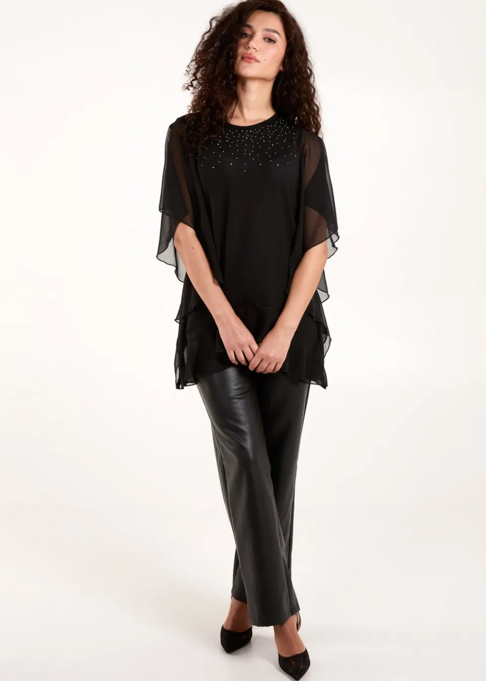 Tops>Blue Vanilla Black Diamante Tunic
