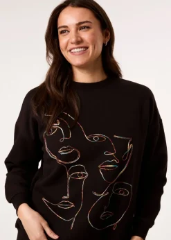 Loungewear>Blue Vanilla Black Face Stitch Sweatshirt