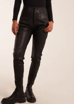 Trousers>Blue Vanilla Black Matte Faux Leather Tailored Trouser