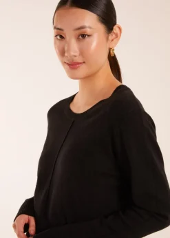 Tops>Blue Vanilla Black Middle Seam Detail Jumper
