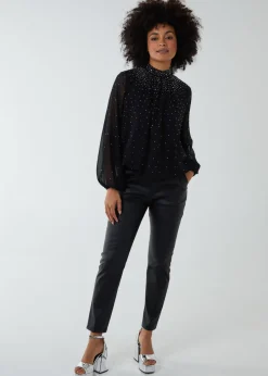 Tops>Blue Vanilla Black Ombre Diamante Puffball Top